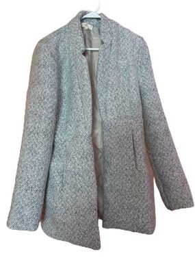 Open-Front Herringbone Coat - Gray